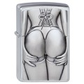 ZIPPO BRUSHED CHROME STOCKING GIRL LIGHTER